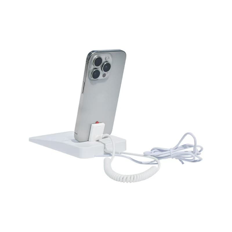 Security display stand with iPhone, rear view