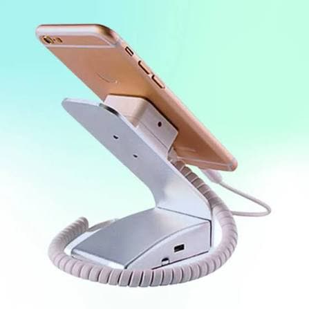 Security display stand with mobile phone, rear view